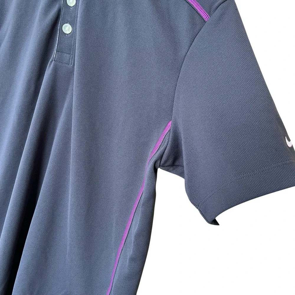 Nike Golf Polo Shirt Women's XL Gray White Long Sleeve Dri-FIT Collared Preppy